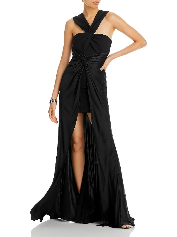 Womens FRONT SLIT Polyester Evening Dress