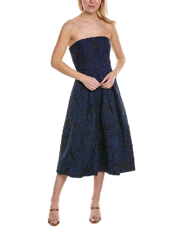 ML Monique Lhuillier Isabel Jacquard Midi Dress