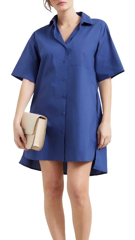 Tala Shirt Dress In Dark Cobalt