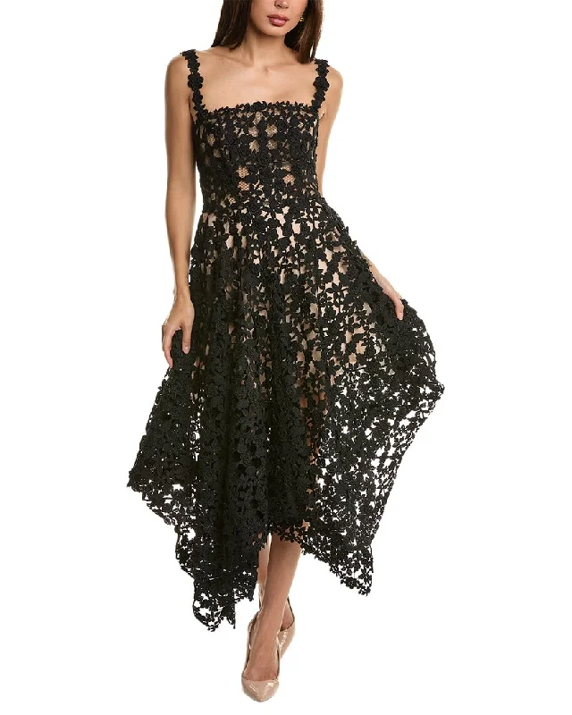 Oscar de la Renta Asymmetric Silk-Lined Dress