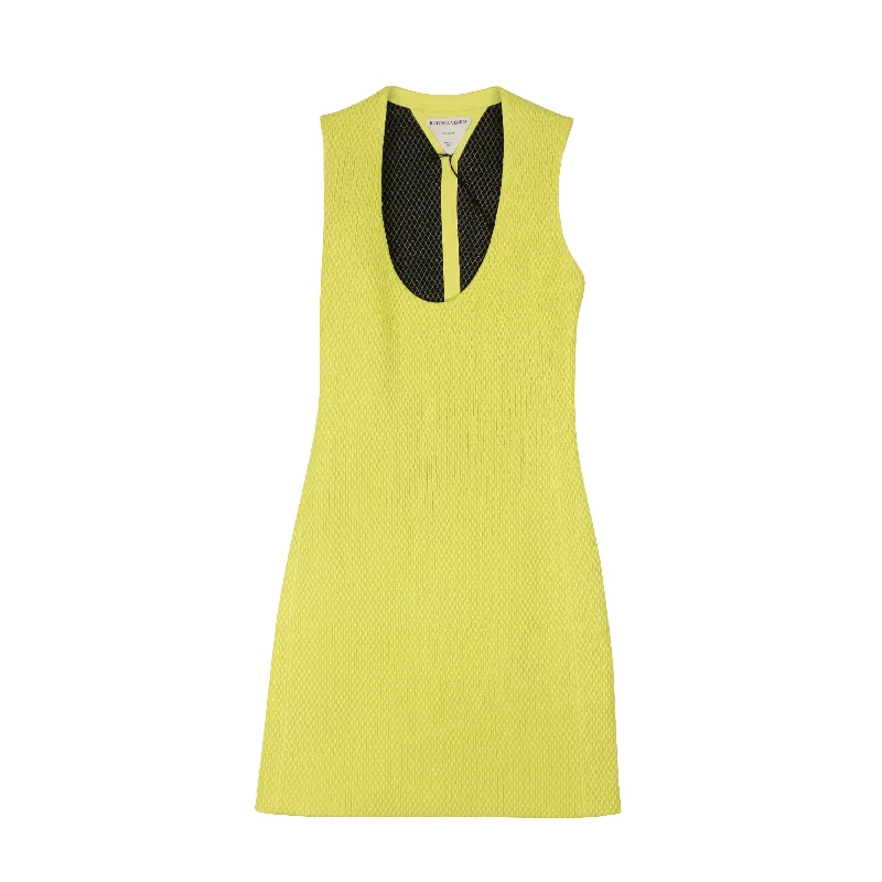 NWT BOTTEGA VENETA Yellow Quilted Leather Sleeveless Dress