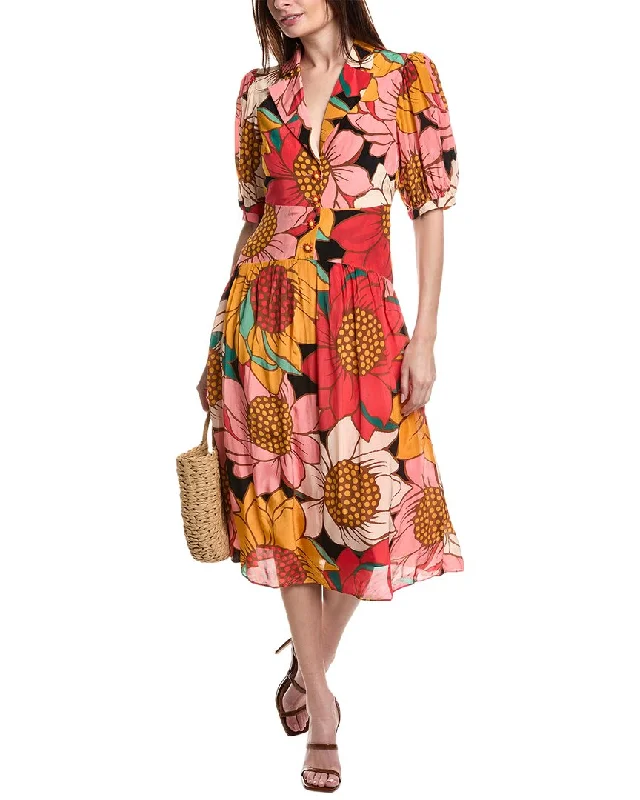 FARM Rio Colorful Sunflowers Midi Dress