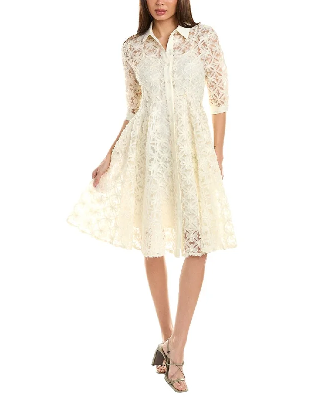 Gracia Mesh Embroidered Shirtdress