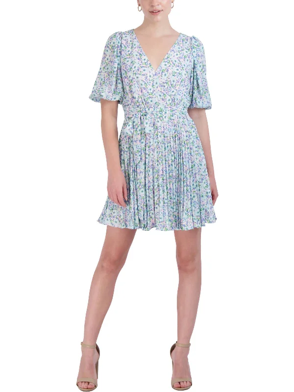 Womens Chiffon Floral Print Fit & Flare Dress