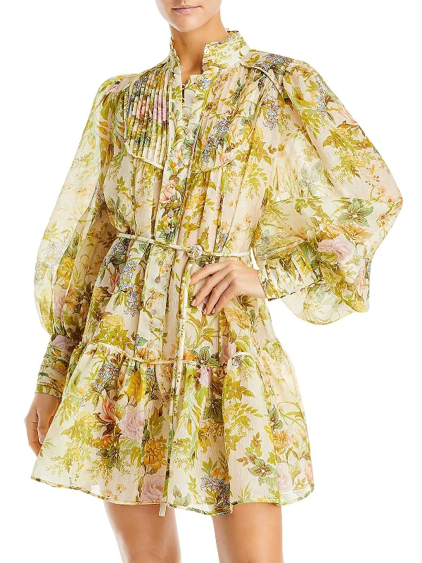 Eden Womens Floral Mini Shirtdress