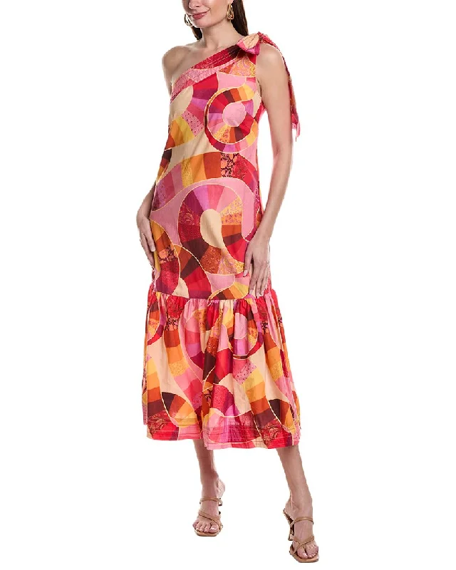 FARM Rio Patch Twirl One Shoulder Maxi Dress