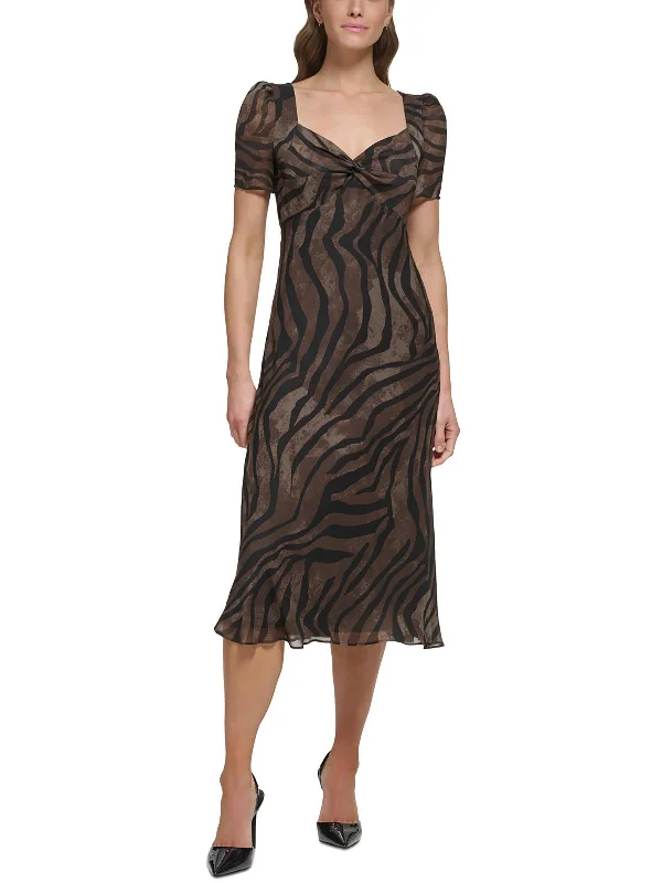 Womens Animal Print Polyester Sheath Dress