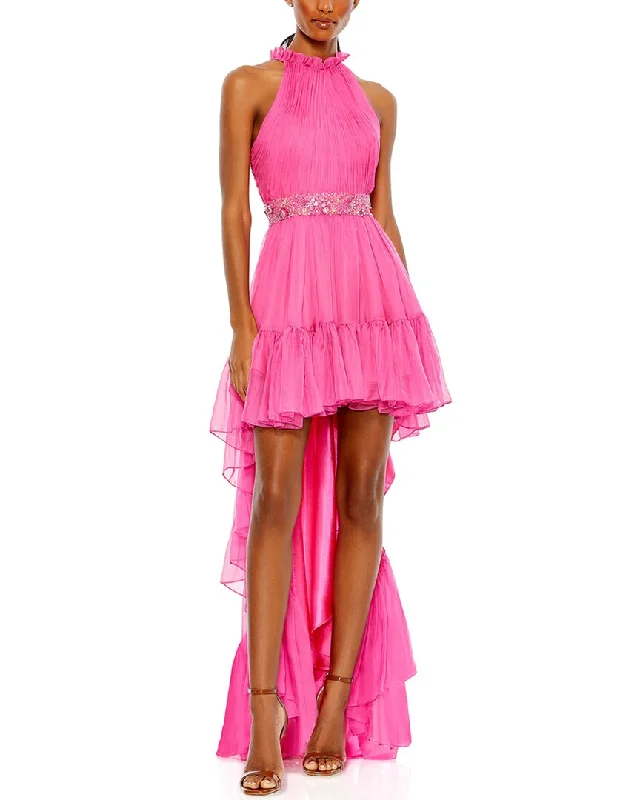 Mac Duggal Halter Neck High Low Flowy Gown