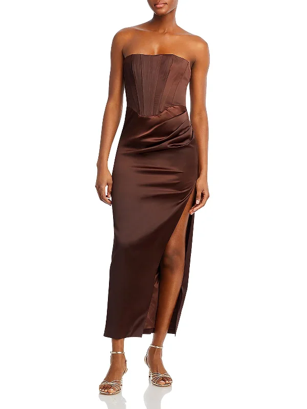 Womens Satin Midi Dress