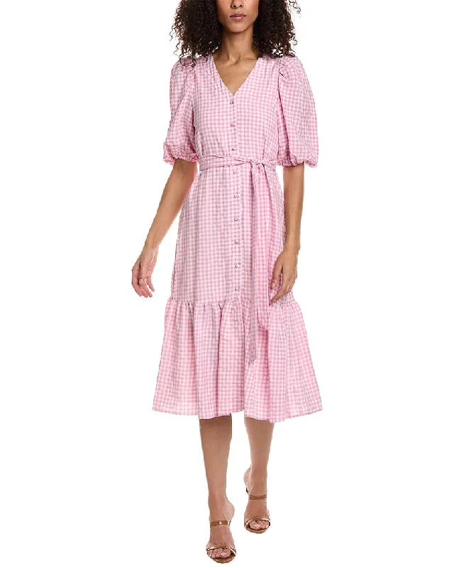 Taylor Swiss Dot Gingham Check Midi Dress