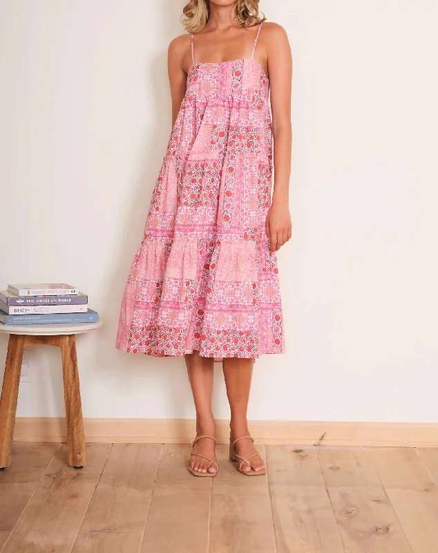 Noelle Dress In Pink Patchwork