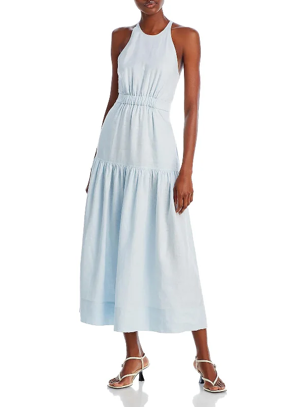 Wrenley Womens Linen Long Maxi Dress