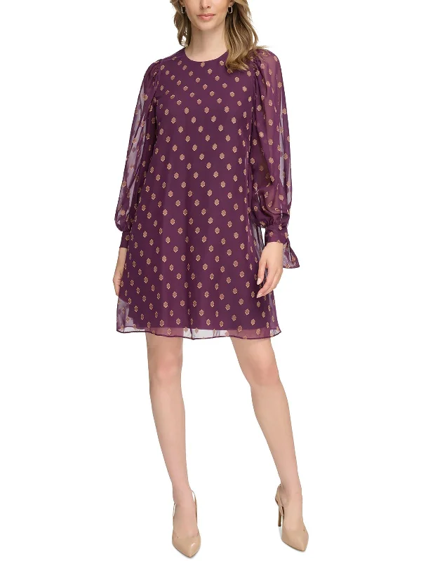 Womens Printed Polyester Shift Dress