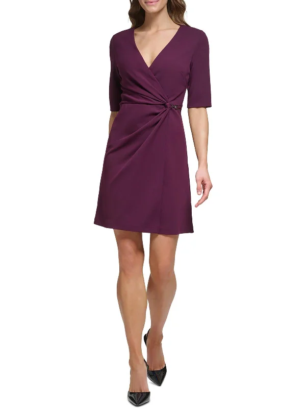 Womens Above Knee Gathered Sheath Dress