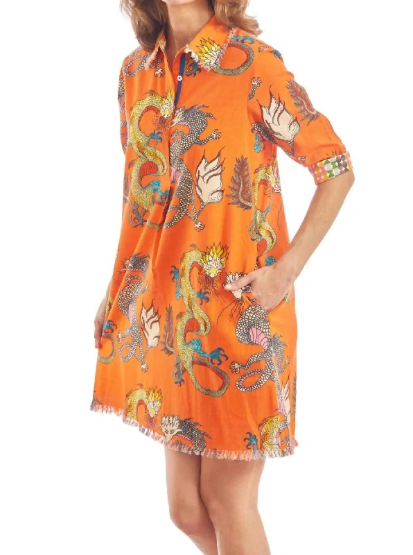 Chatham Dress In Orange Dragons