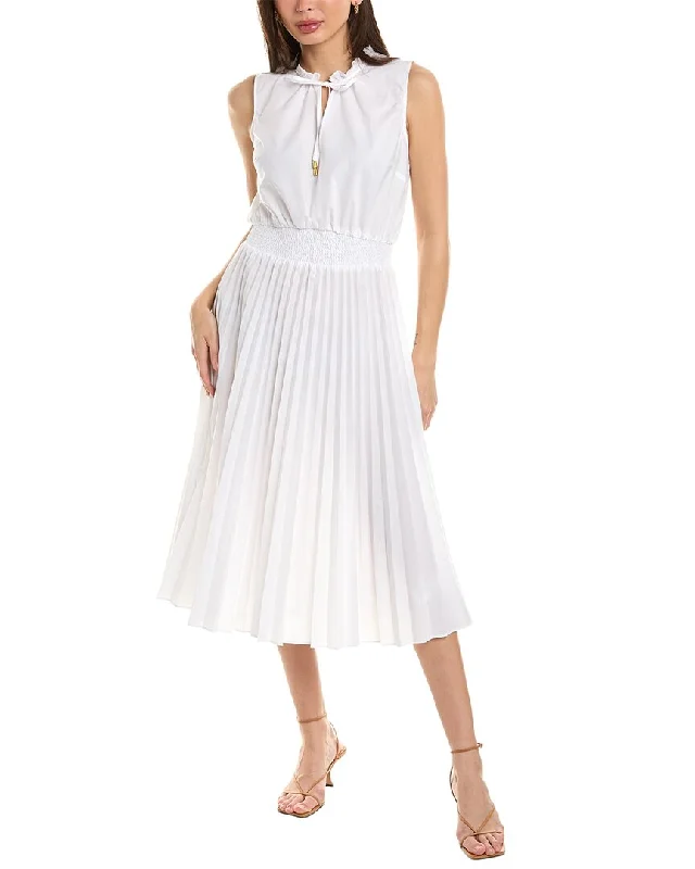 Ellen Tracy Smocked Waist Midi Dress