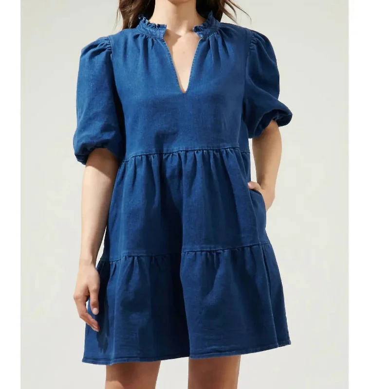 Aura Jacey Denim Babydoll Dress