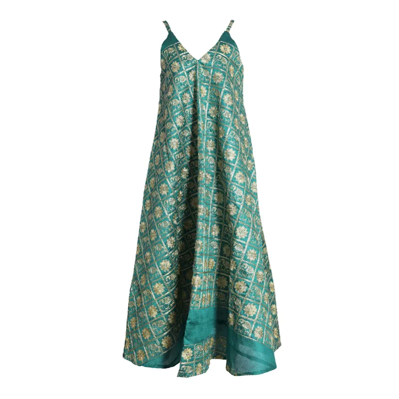 Fahm Women's Green Dress, Free Size