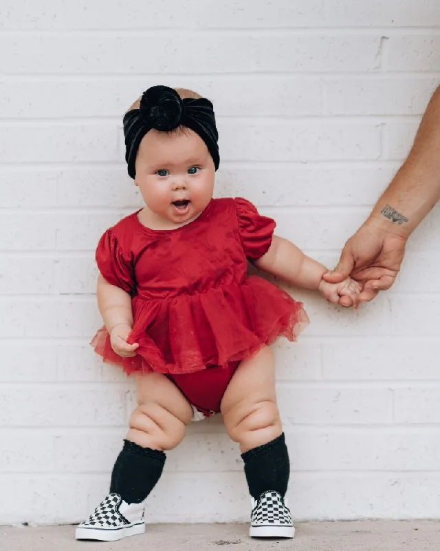 Kami Puff Sleeve Tutu Romper - Wine