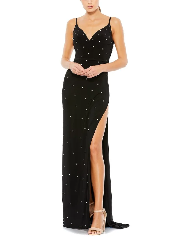 Mac Duggal Rhinestone Embellished V-Neck Gown