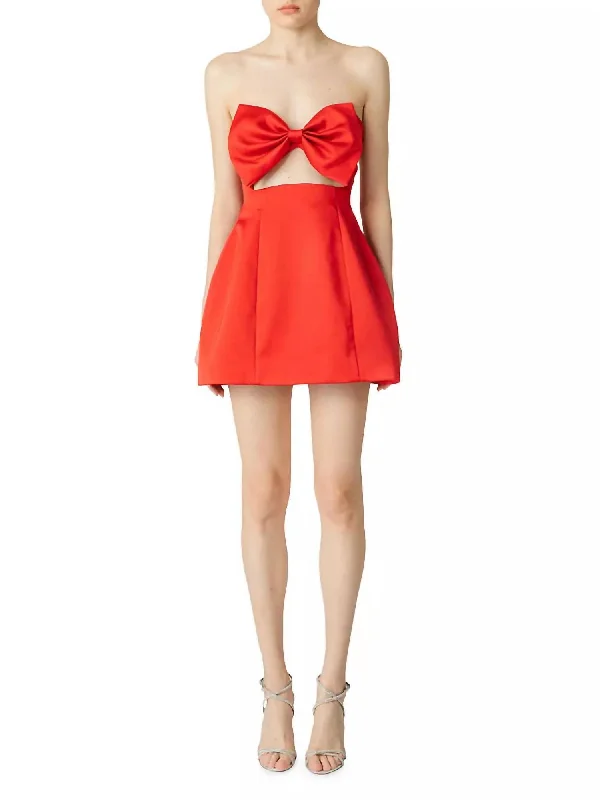 Estelle Bow Dress In Red