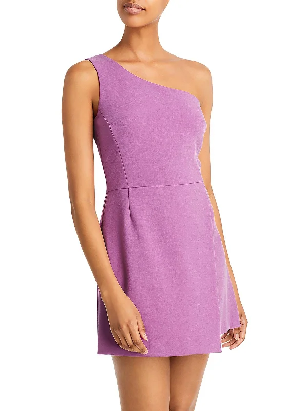 Womens One Shoulder Mini Cocktail and Party Dress