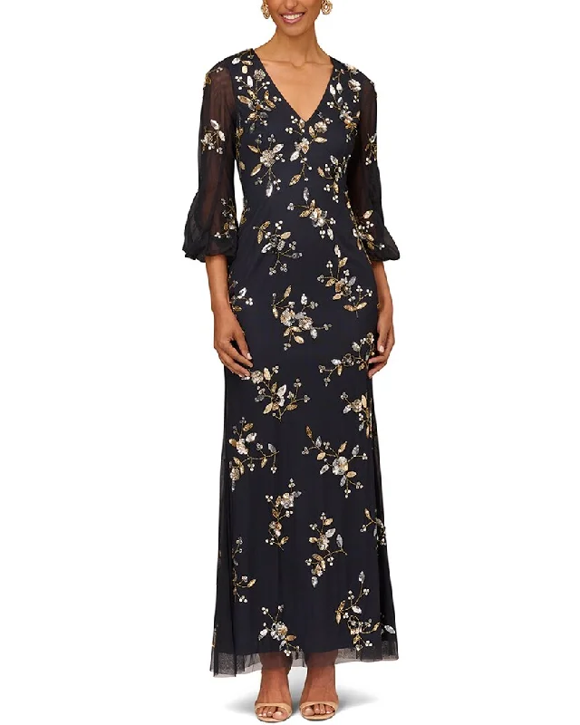 Aidan Mattox Beaded V-Neck Gown