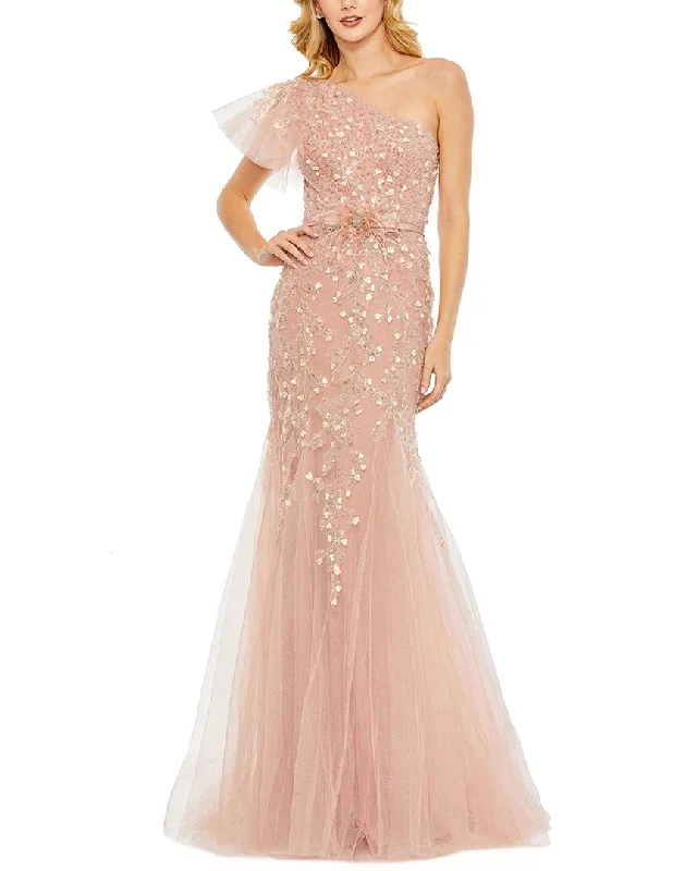 Mac Duggal Embellished One Shoulder Cap Sleeve Gown