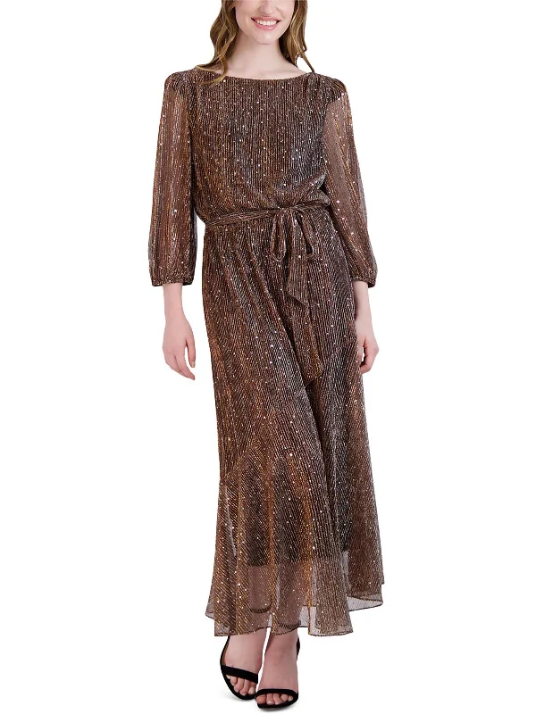 Womens Sequined Polyester Fit & Flare Dress