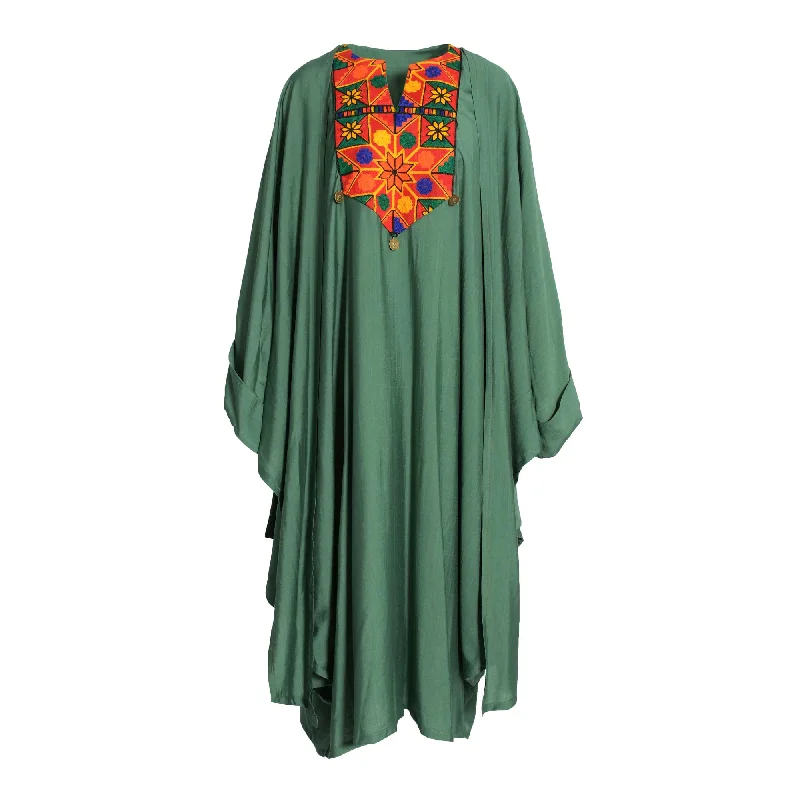 Fahm Women's Green Dress & Abaya (Set) Free Size