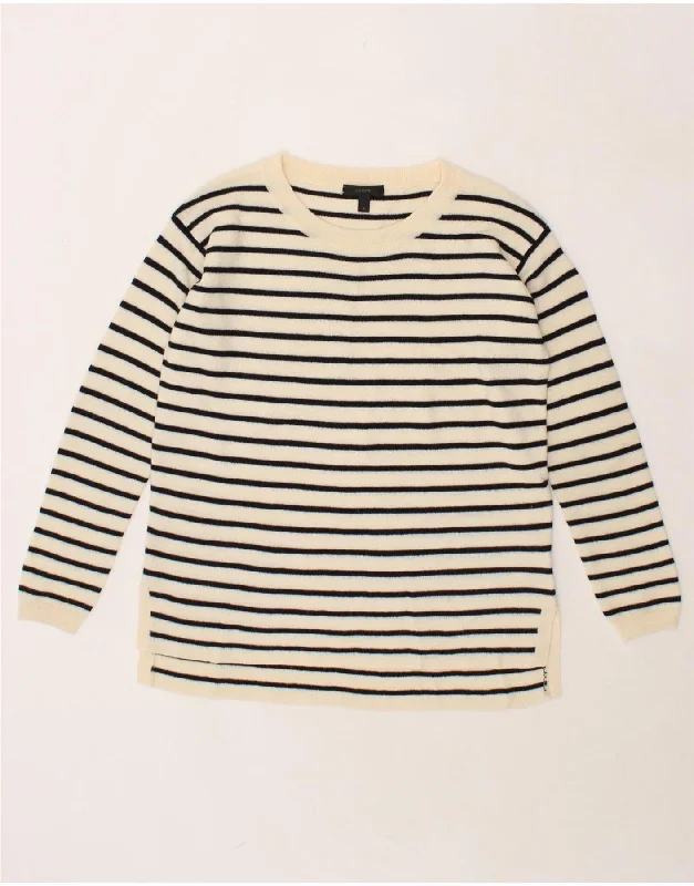 J. CREW Womens Boat Neck Jumper Sweater UK 10 Small Off White Striped