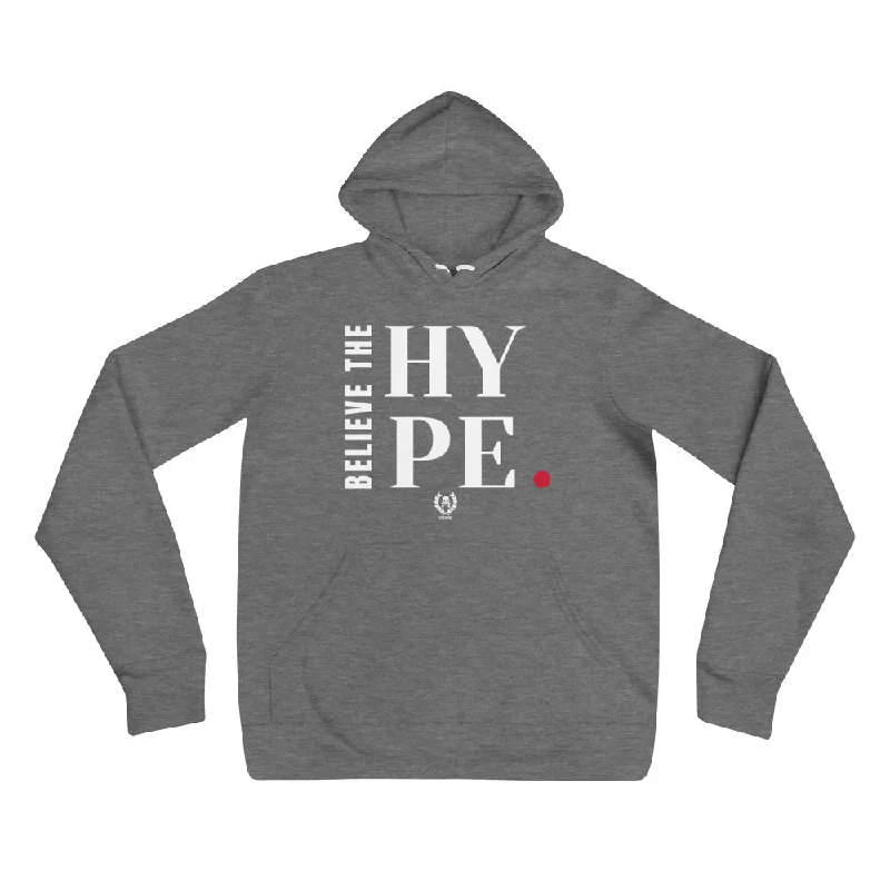 'Believe The Hype' Grey x White Pullover Hooded Sweatshirt