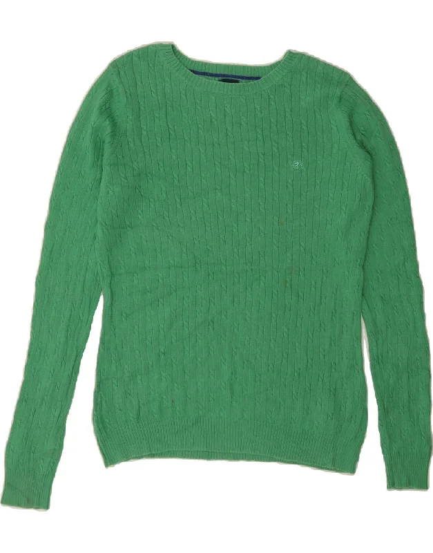 IZOD Womens Boat Neck Jumper Sweater UK 14 Medium Green Cotton