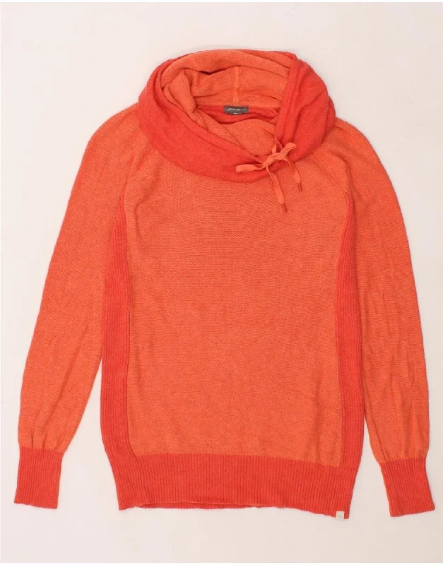 EDDIE BAUER Womens Roll Neck Jumper Sweater UK 16 Large Orange Cotton