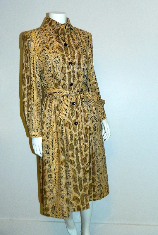 vintage SNAKESKIN print trench coat 1980s Albert Nipon pleated jacket XS