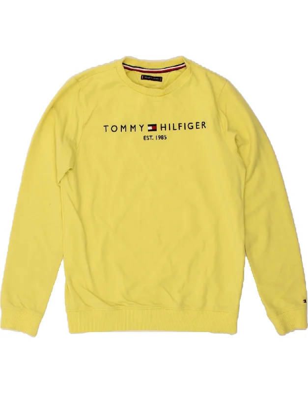 TOMMY HILFIGER Womens Graphic Sweatshirt Jumper UK 12 Medium Yellow