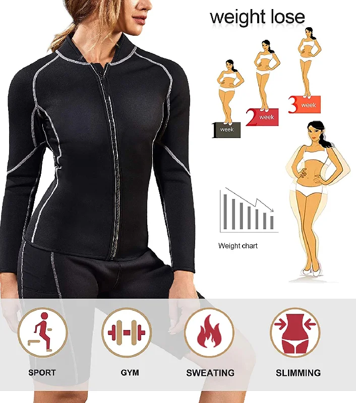 Nebility Women Waist Trainer Jacket Hot Sweat Shirt Weight Loss