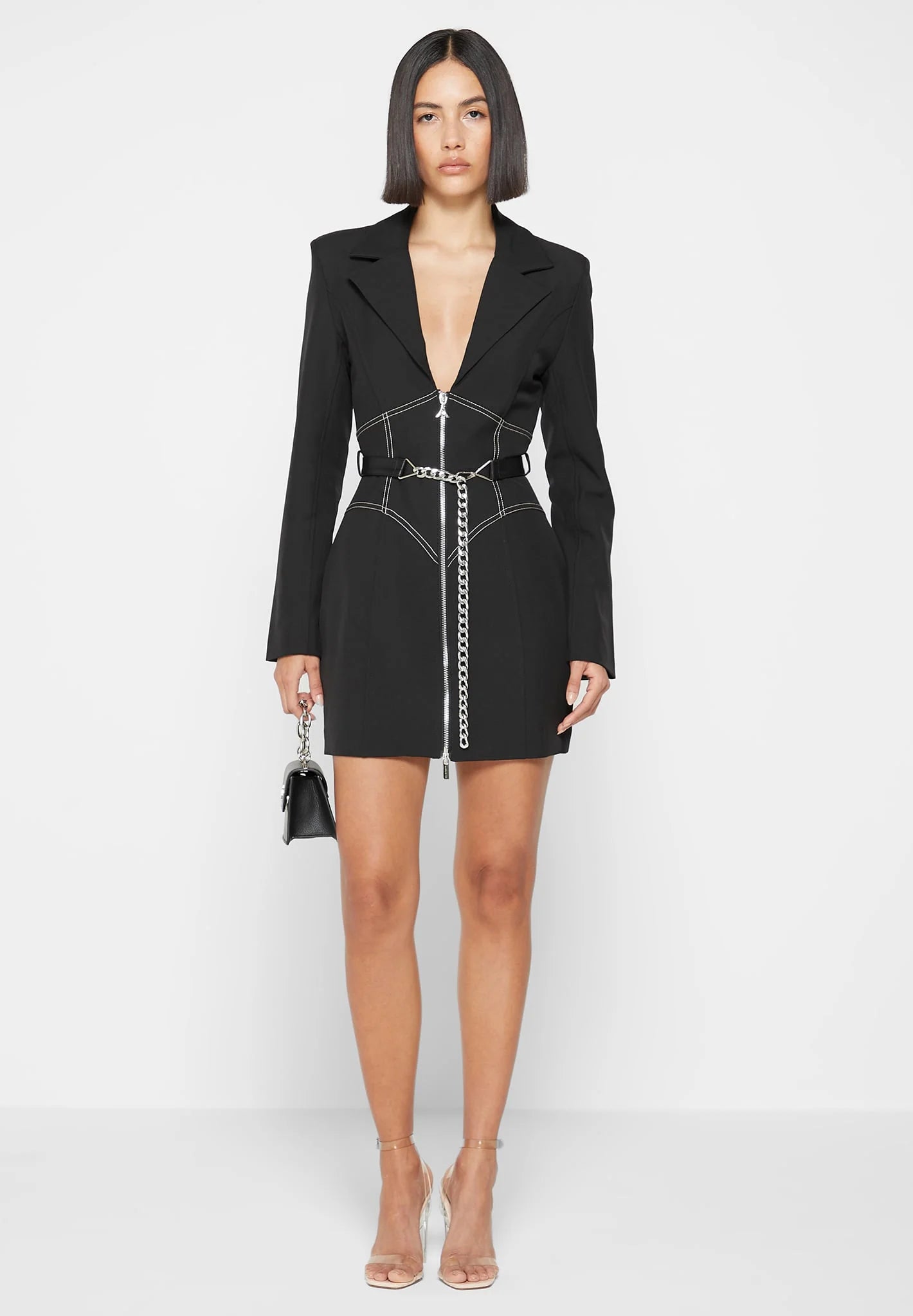 Noir Chain Corset Blazer Dress