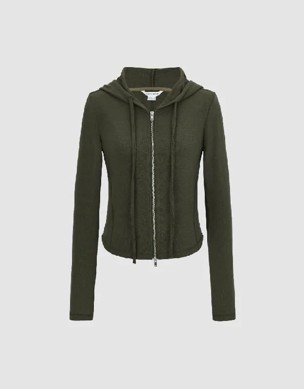 Zipper Front Hooded Skinny Jacket