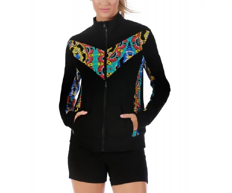 InstantFigure Activewear Printed Jacket W/Contrast Trim - 144029