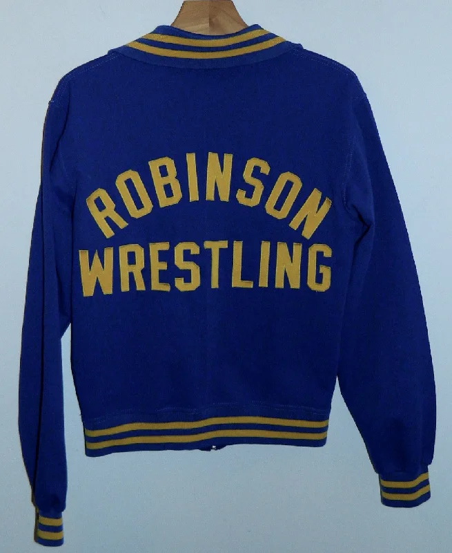 vintage varsity jacket 1970s Robinson Rams Wrestling track warm up jacket Rawlings size 36