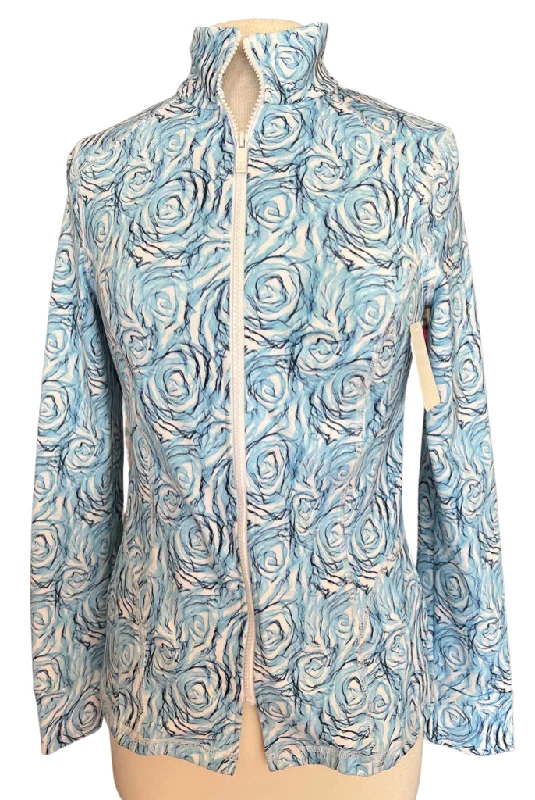 New Beth Depass Scuba Jacket in Blue Columbia Rose Size S MSP$150