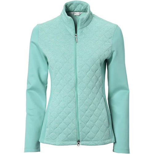 New Greg Norman Quilted Knit Full Zip Jacket in Mint Green Size M