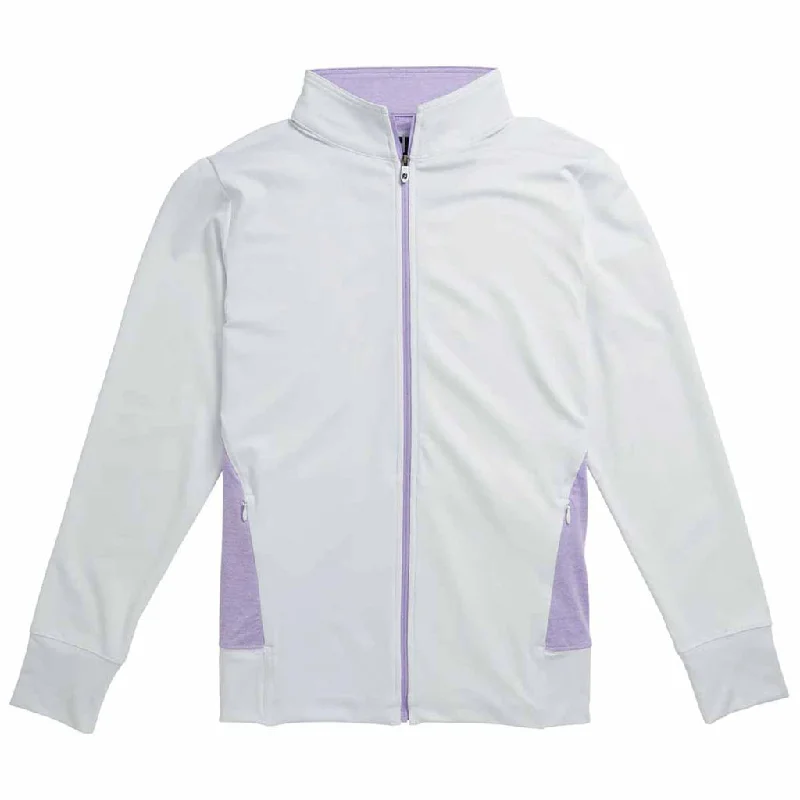 New Footjoy Full-Zip White Jacket with Purple Heather Trim Size M  MSP$95