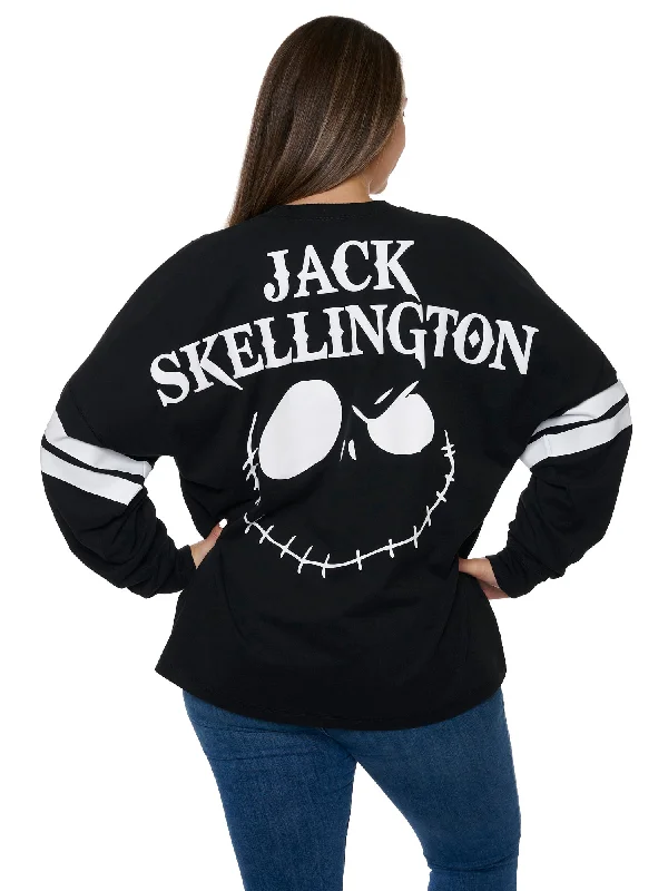 Disney Women's Jack Skellington Sweatshirt Long Sleeve Hockey Style Jersey