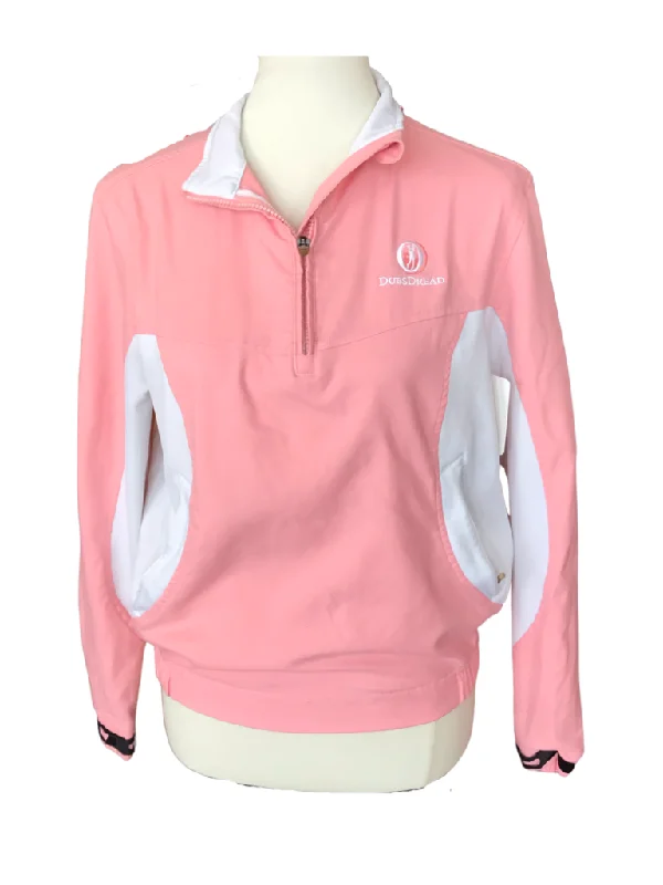 Kate Lord Light Pink and White cropped 1/4 zip w/logo Size S