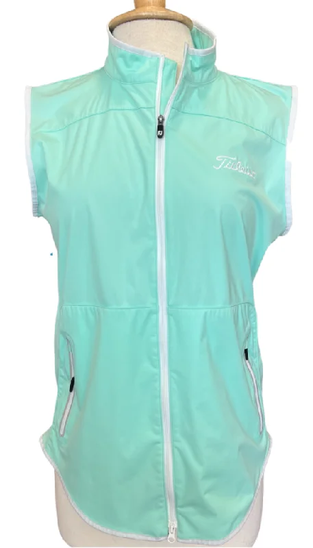 Footjoy Full Zip Windbreaker Vest in Seafoam & White with Titleist Logo Size M