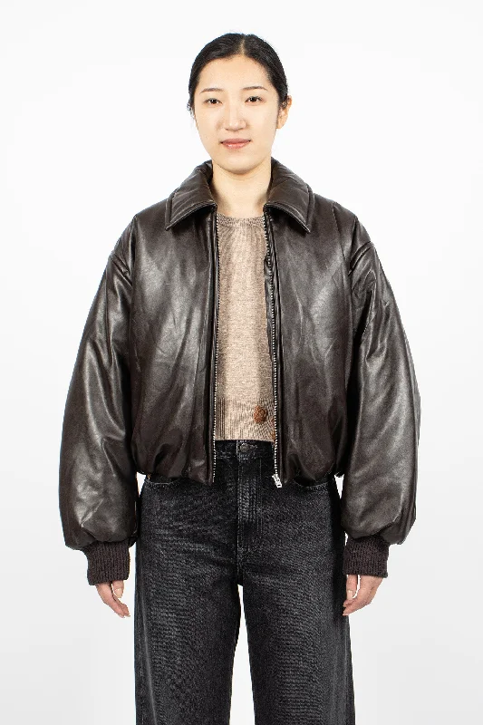 Coated Bomber Jacket Dark Brown