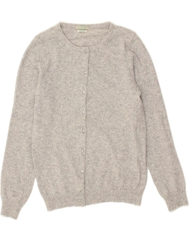 BENETTON Womens Cardigan Sweater UK 10 Small Grey Angora