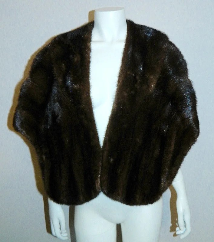 vintage mink stole 40s / 50s Mahogany brown JANDEL curved capelet jacket OS